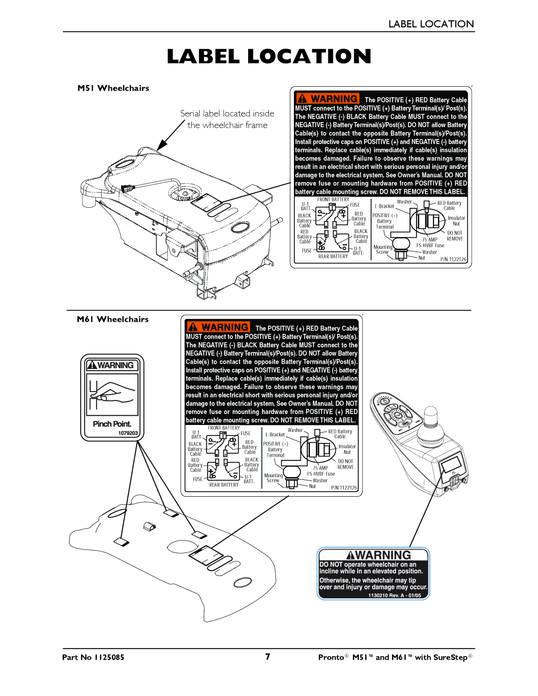 Invacare Pronto M61 manual Label Location 