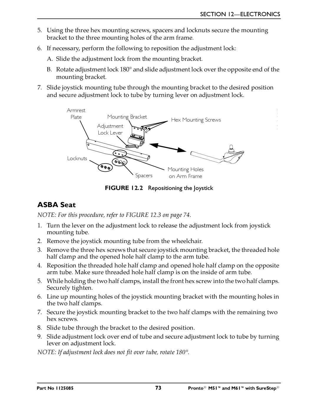 Invacare Pronto M61 manual Repositioning the Joystick 