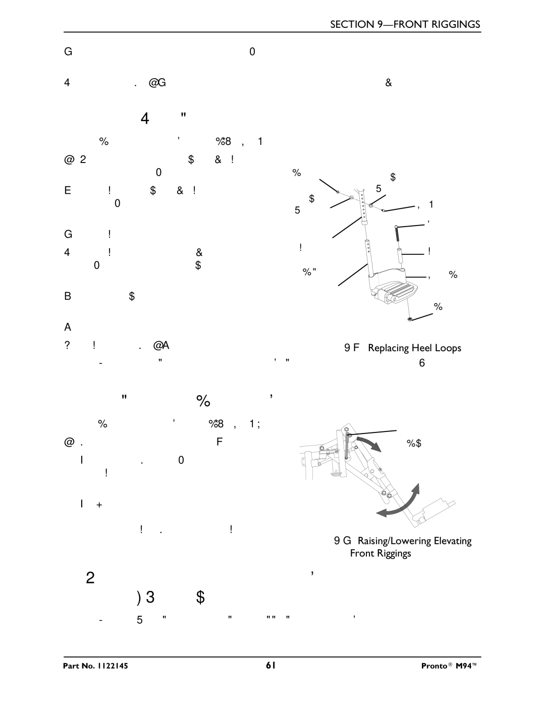 Invacare Pronto M71 manual Replacing Heel Loops, Raising/Lowering Elevating Front Riggings 
