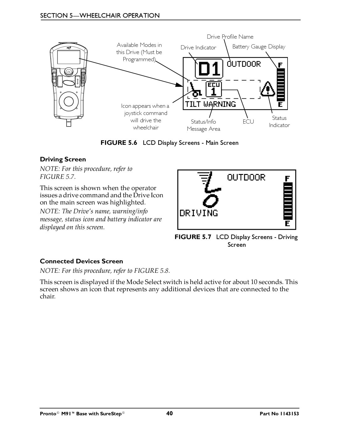 Invacare Pronto M91 Base manual Driving Screen 