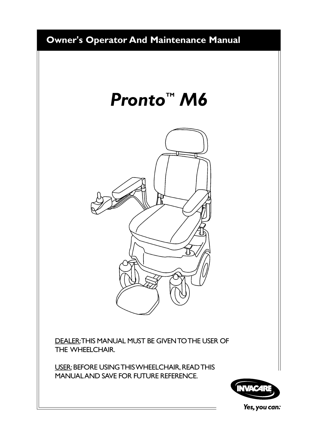 Invacare ProntoTM M6 manual 