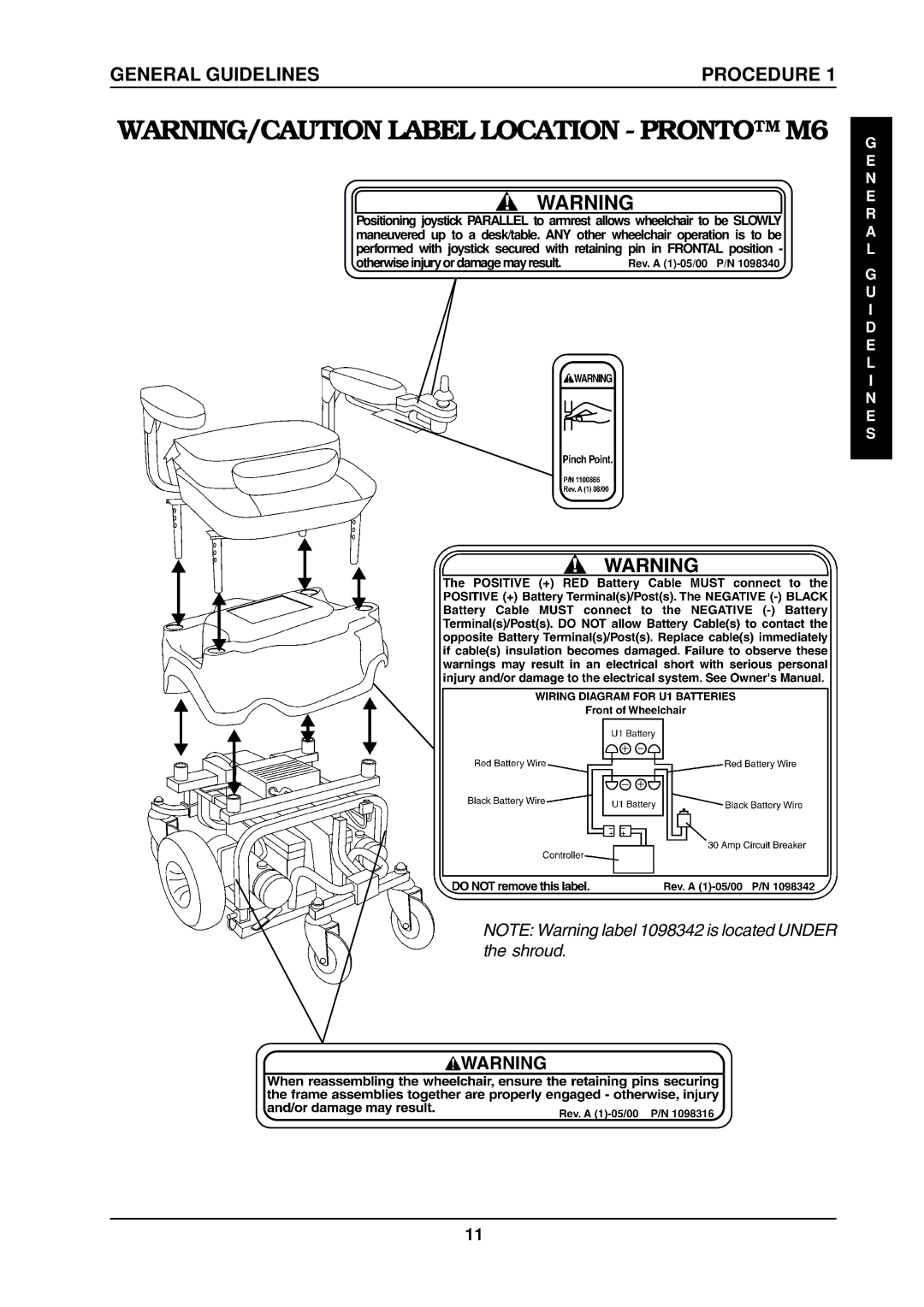 Invacare ProntoTM M6 manual Otherwise injury or damage may result 