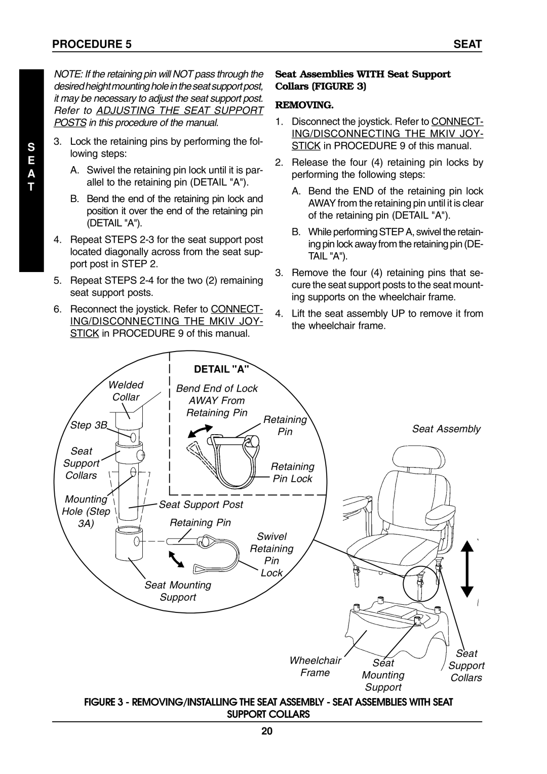 Invacare ProntoTM M6 manual Seat Assemblies with Seat Support Collars Figure, Welded Bend End of Lock Collar 