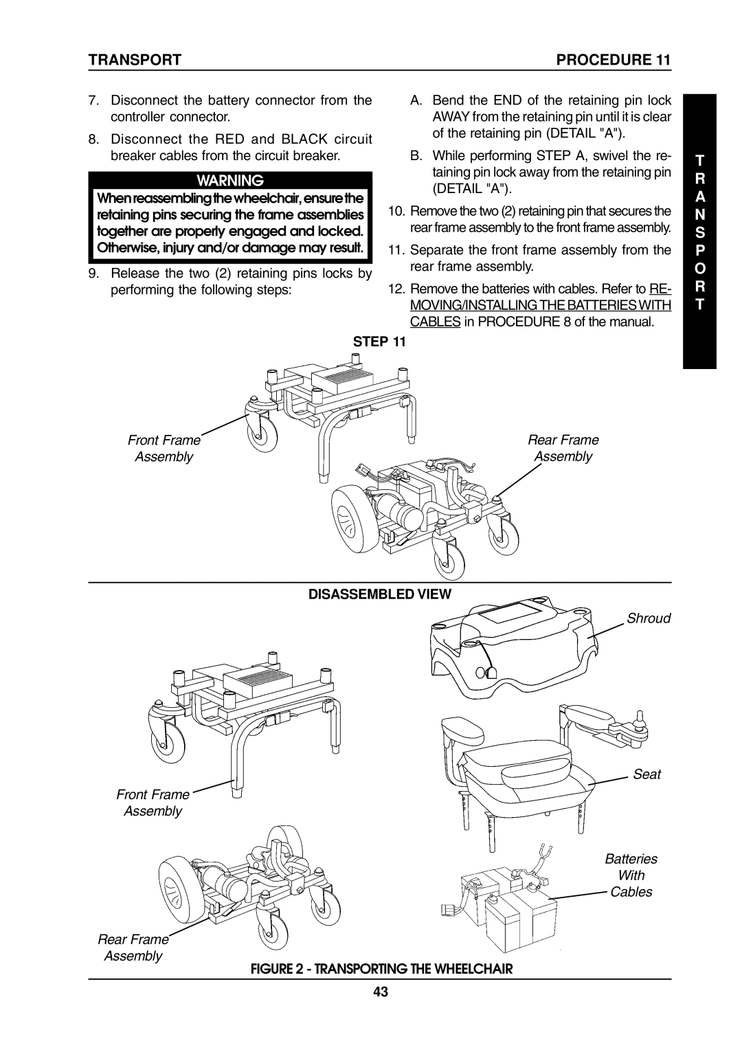 Invacare ProntoTM M6 manual Transport, A N S P O R T, Step, Disassembled View 