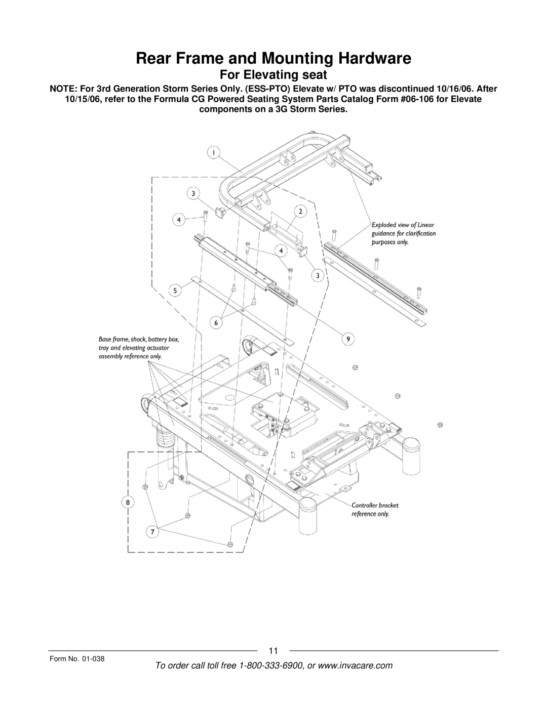 Invacare PTO-STM, ESS-PTO manual For Elevating seat 