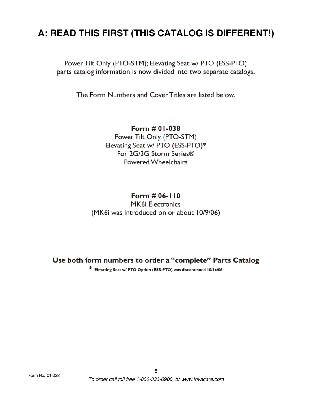 Invacare PTO-STM, ESS-PTO manual Read this First this Catalog is Different 