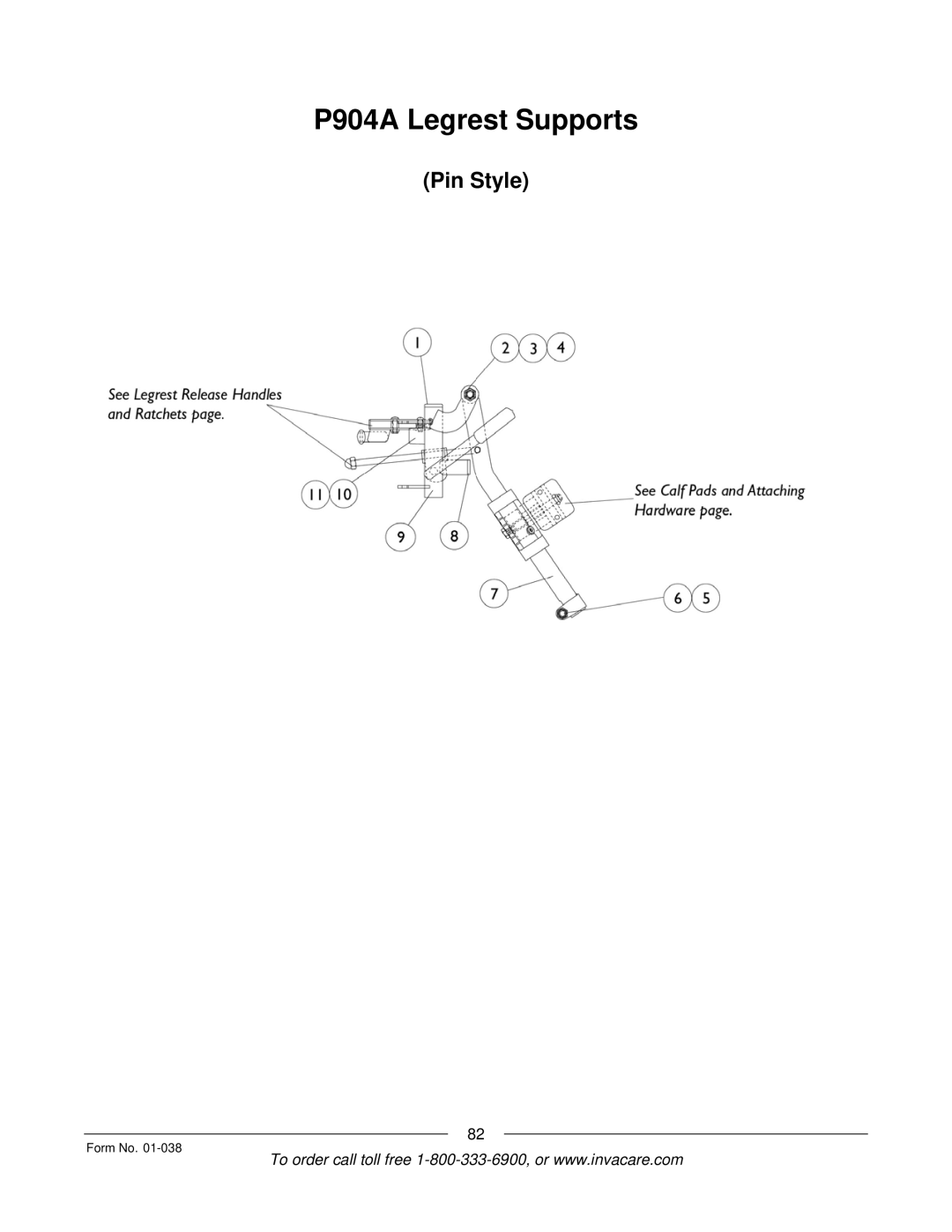 Invacare ESS-PTO, PTO-STM manual P904A Legrest Supports 