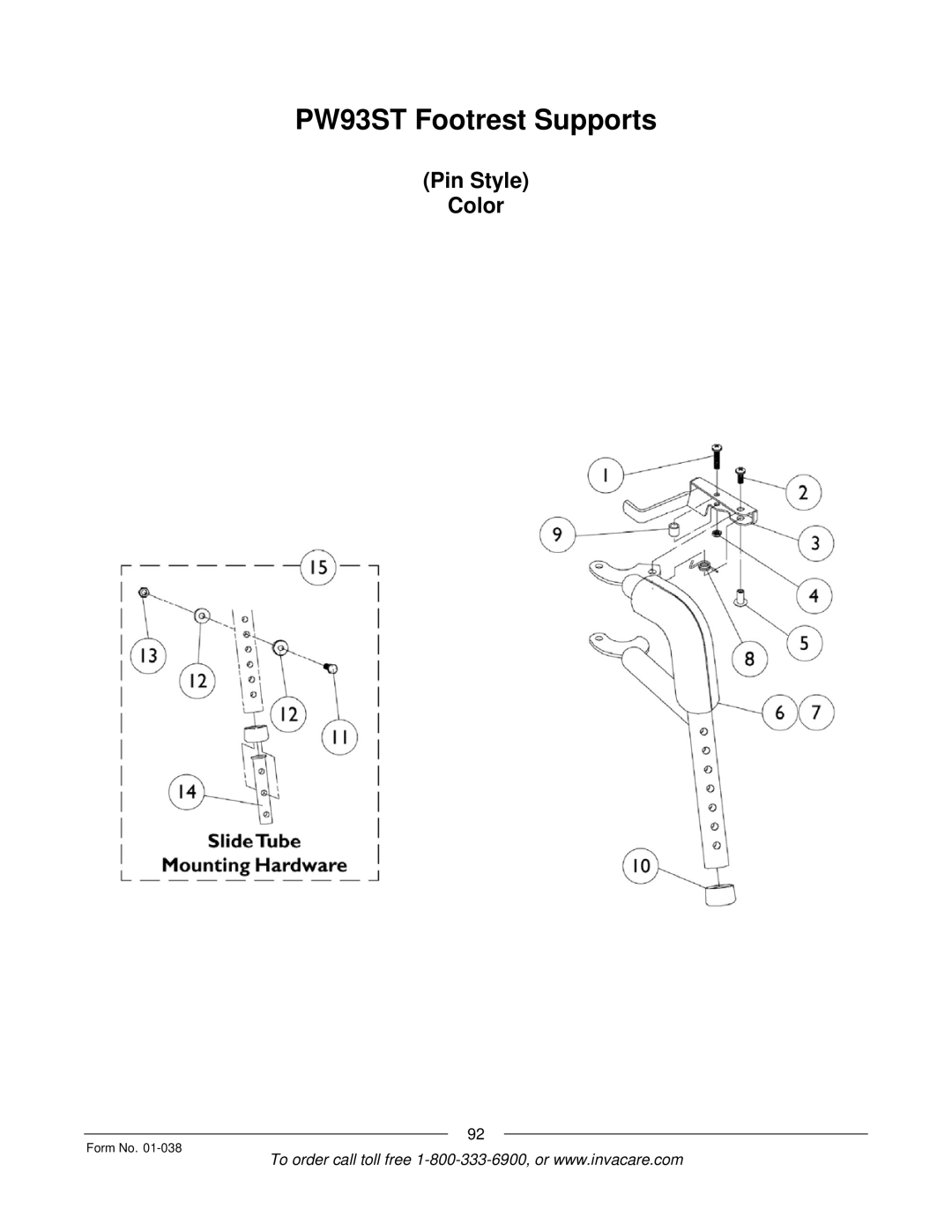 Invacare ESS-PTO, PTO-STM manual PW93ST Footrest Supports 