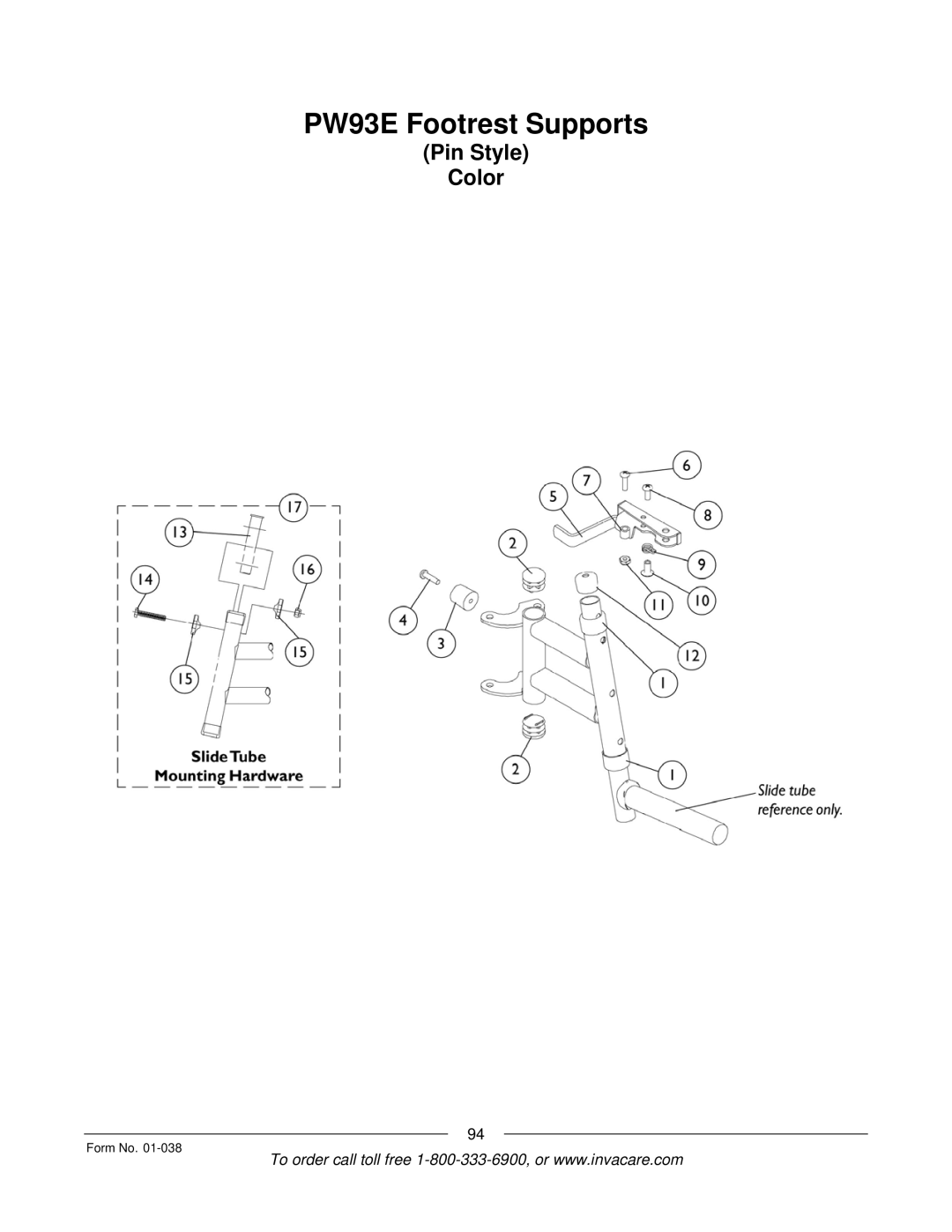 Invacare ESS-PTO, PTO-STM manual PW93E Footrest Supports 