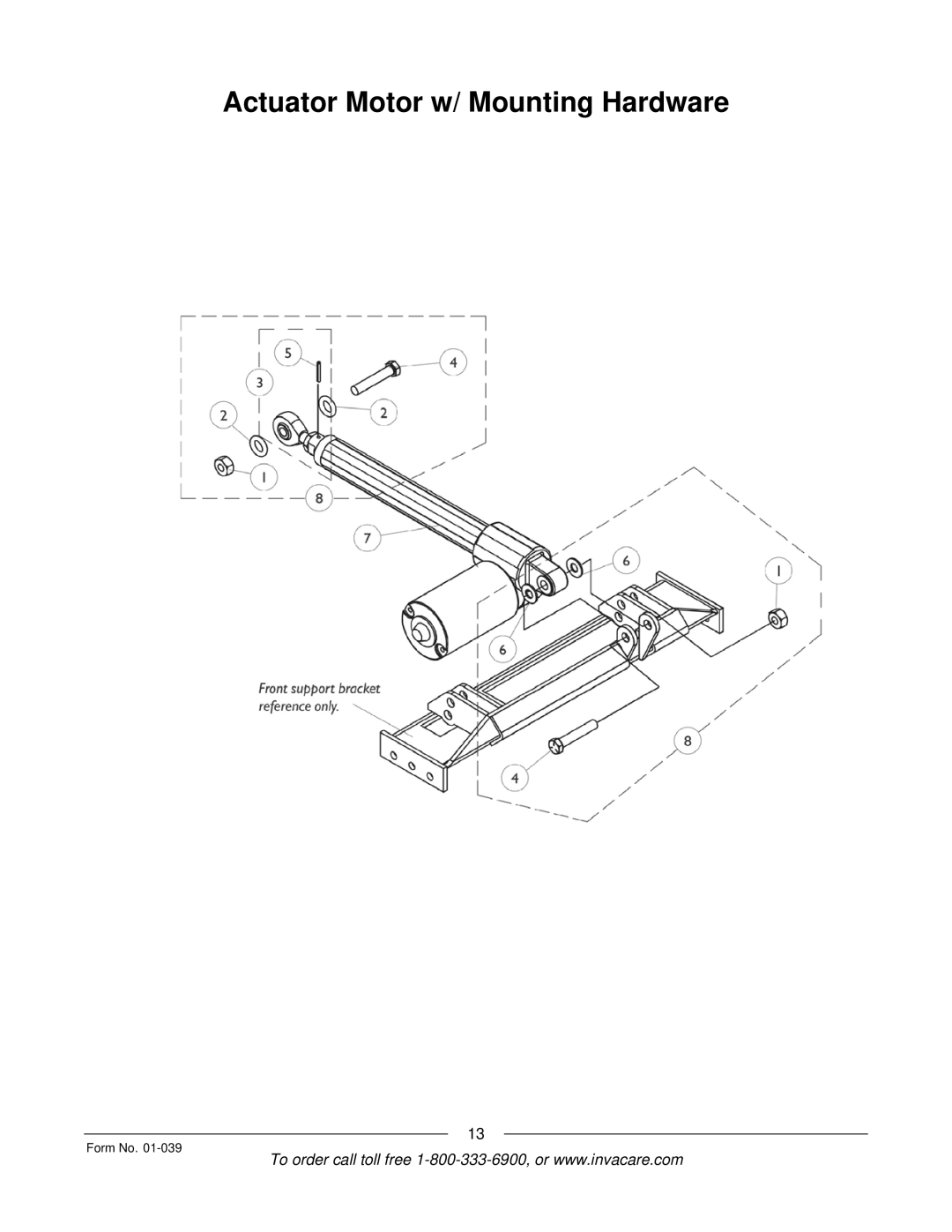 Invacare R2 manual Actuator Motor w/ Mounting Hardware 