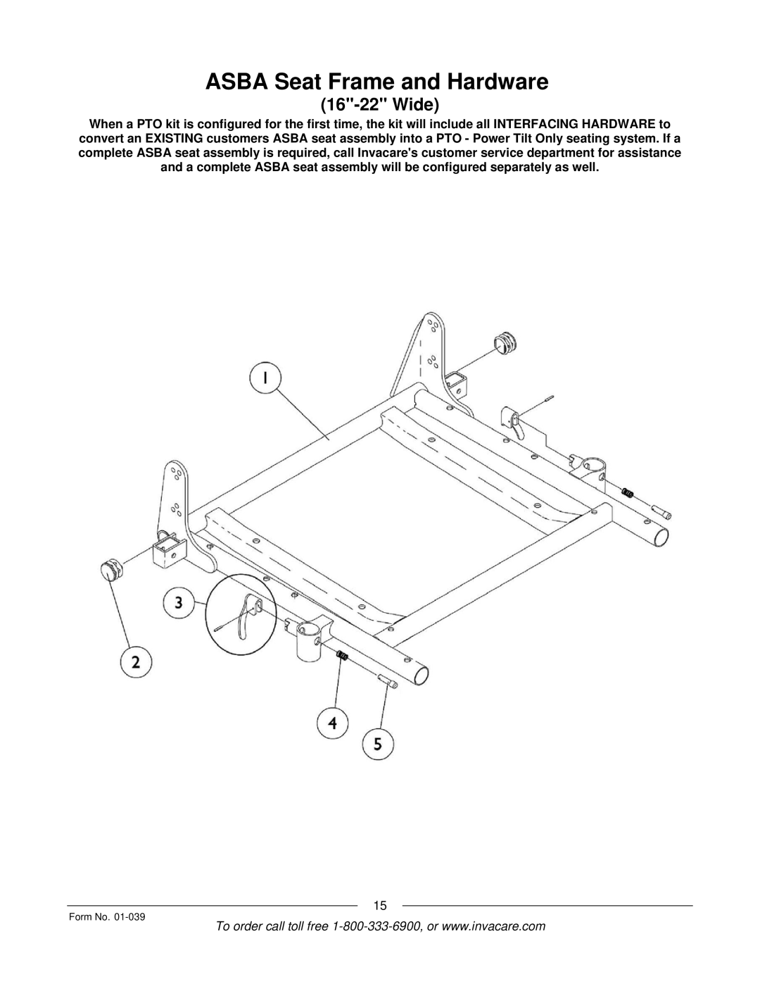 Invacare R2 manual Asba Seat Frame and Hardware, Wide 