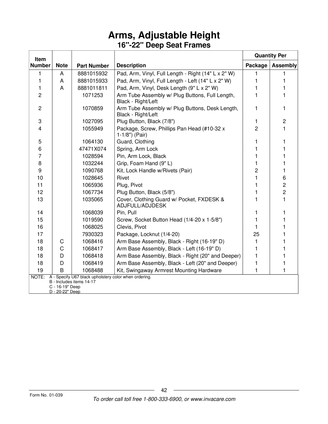 Invacare R2 manual Adjfull/Adjdesk 