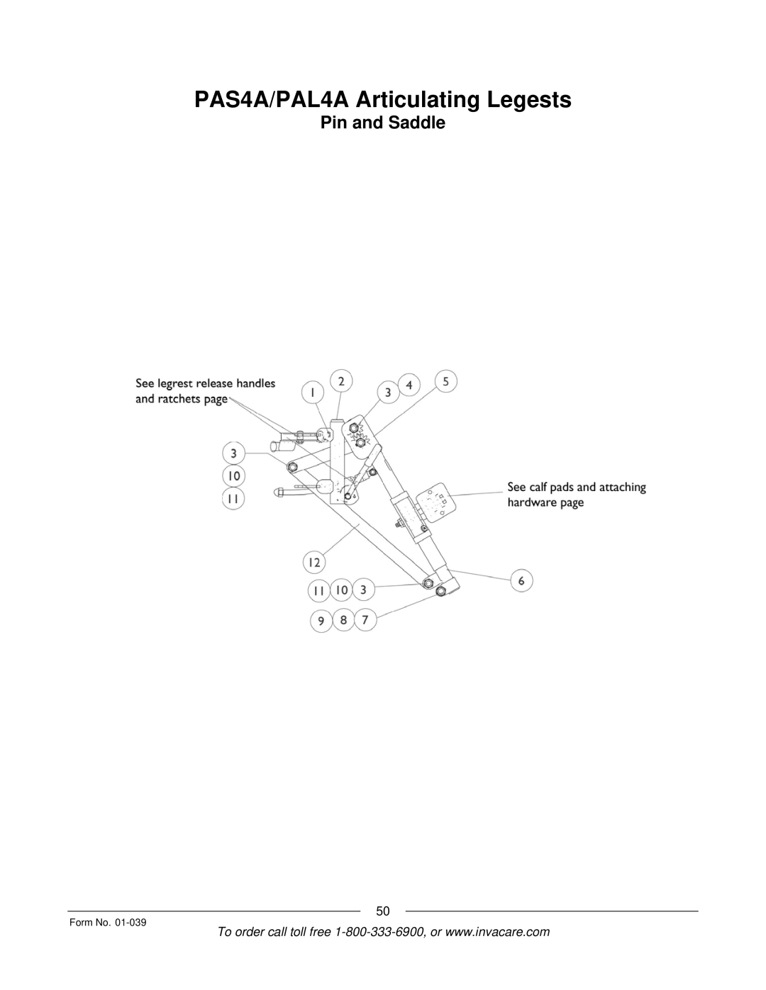 Invacare R2 manual PAS4A/PAL4A Articulating Legests 