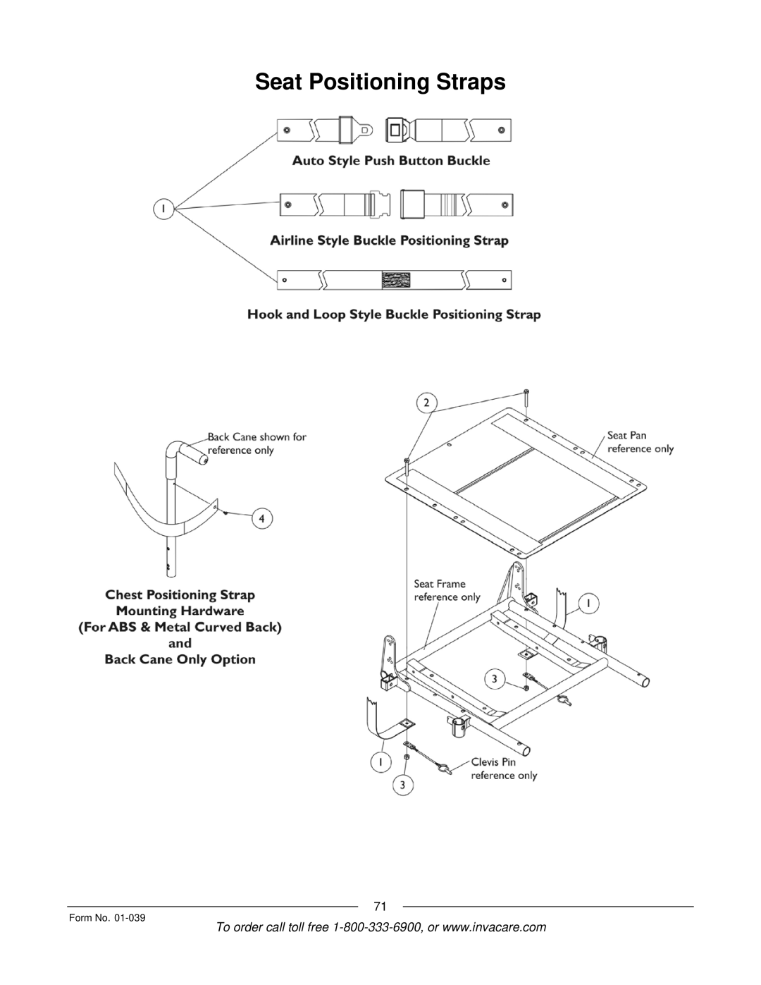 Invacare R2 manual Seat Positioning Straps 