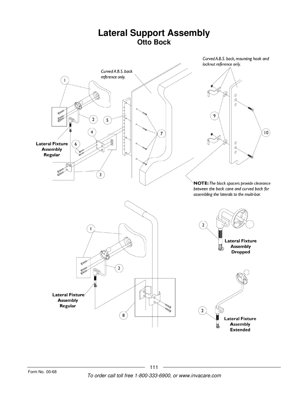 Invacare R2TM manual Lateral Support Assembly 