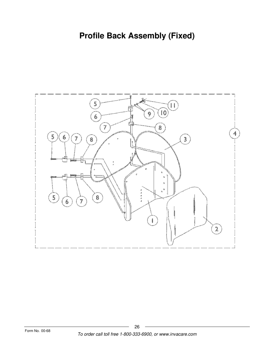 Invacare R2TM manual Profile Back Assembly Fixed 