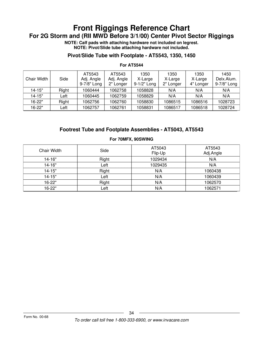 Invacare R2TM manual Pivot/Slide Tube with Footplate AT5543, 1350, Footrest Tube and Footplate Assemblies AT5043, AT5543 