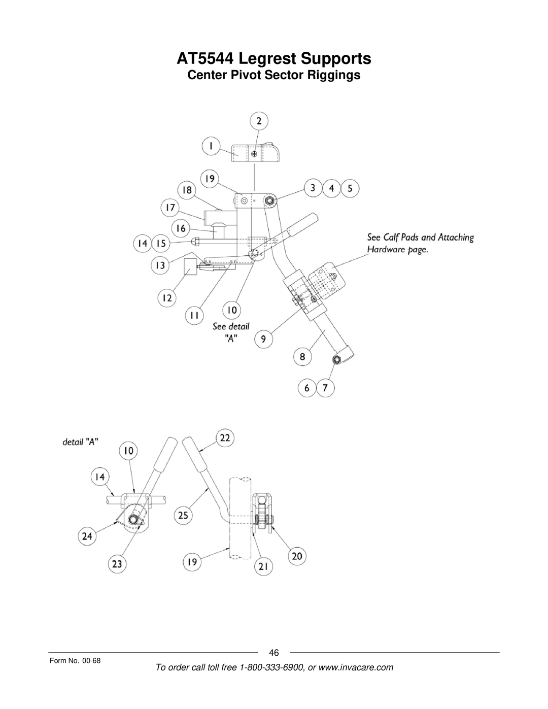 Invacare R2TM manual AT5544 Legrest Supports 