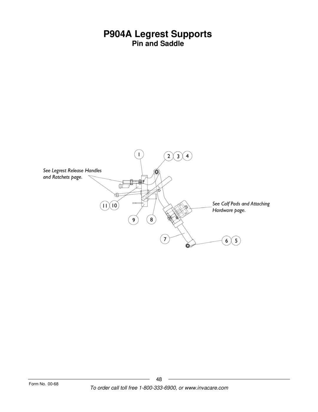 Invacare R2TM manual P904A Legrest Supports 