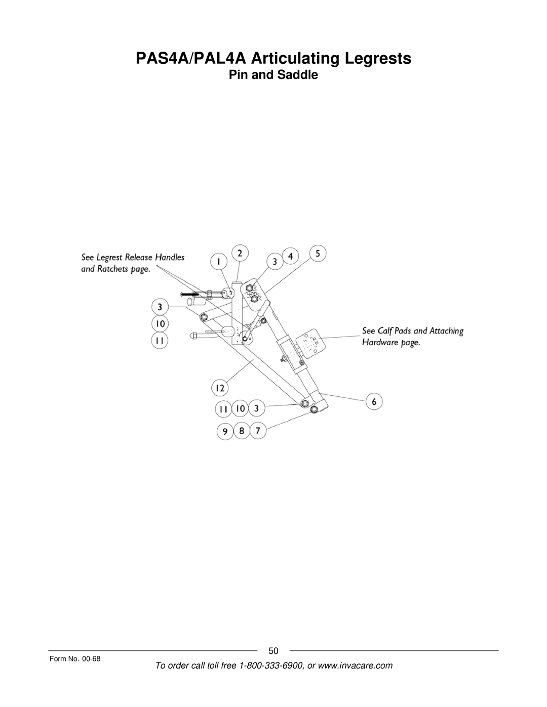 Invacare R2TM manual PAS4A/PAL4A Articulating Legrests 