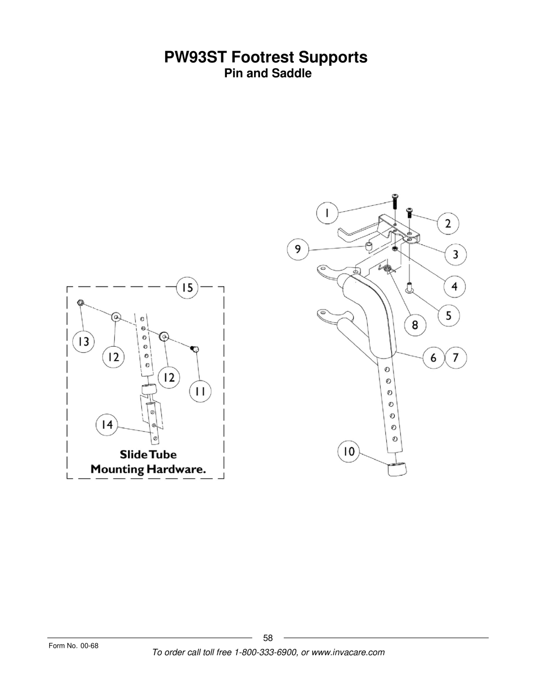 Invacare R2TM manual PW93ST Footrest Supports 