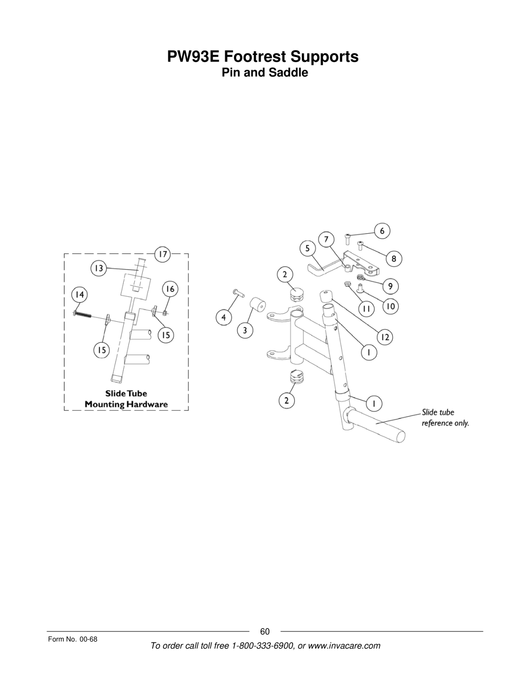 Invacare R2TM manual PW93E Footrest Supports 