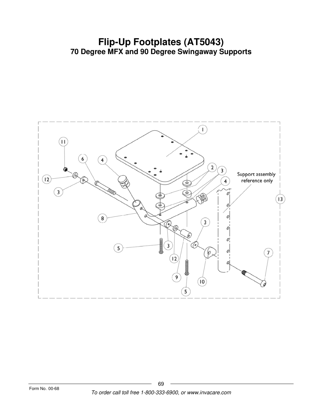 Invacare R2TM manual Flip-Up Footplates AT5043 