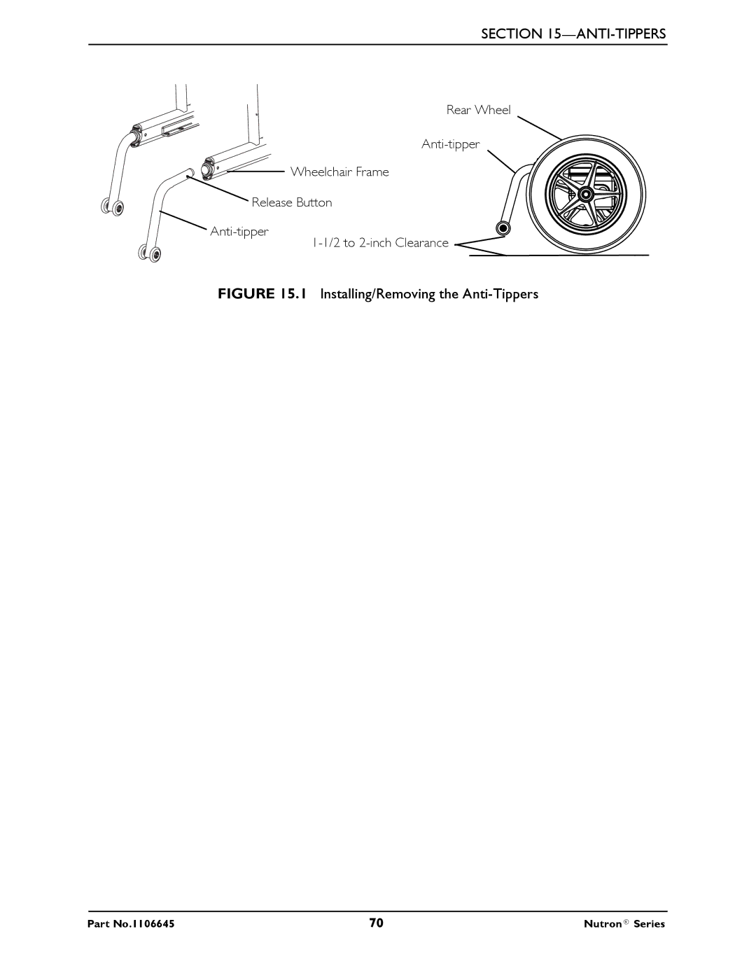 Invacare R51LXP, R50LX manual Installing/Removing the Anti-Tippers 