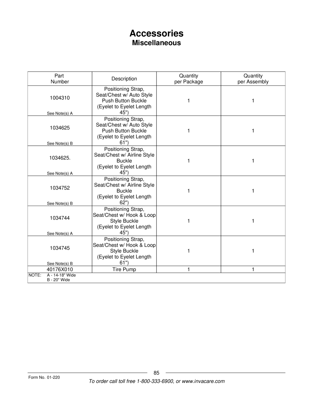 Invacare R51TM LXP, R50TM LX, R32TM LX manual Miscellaneous 