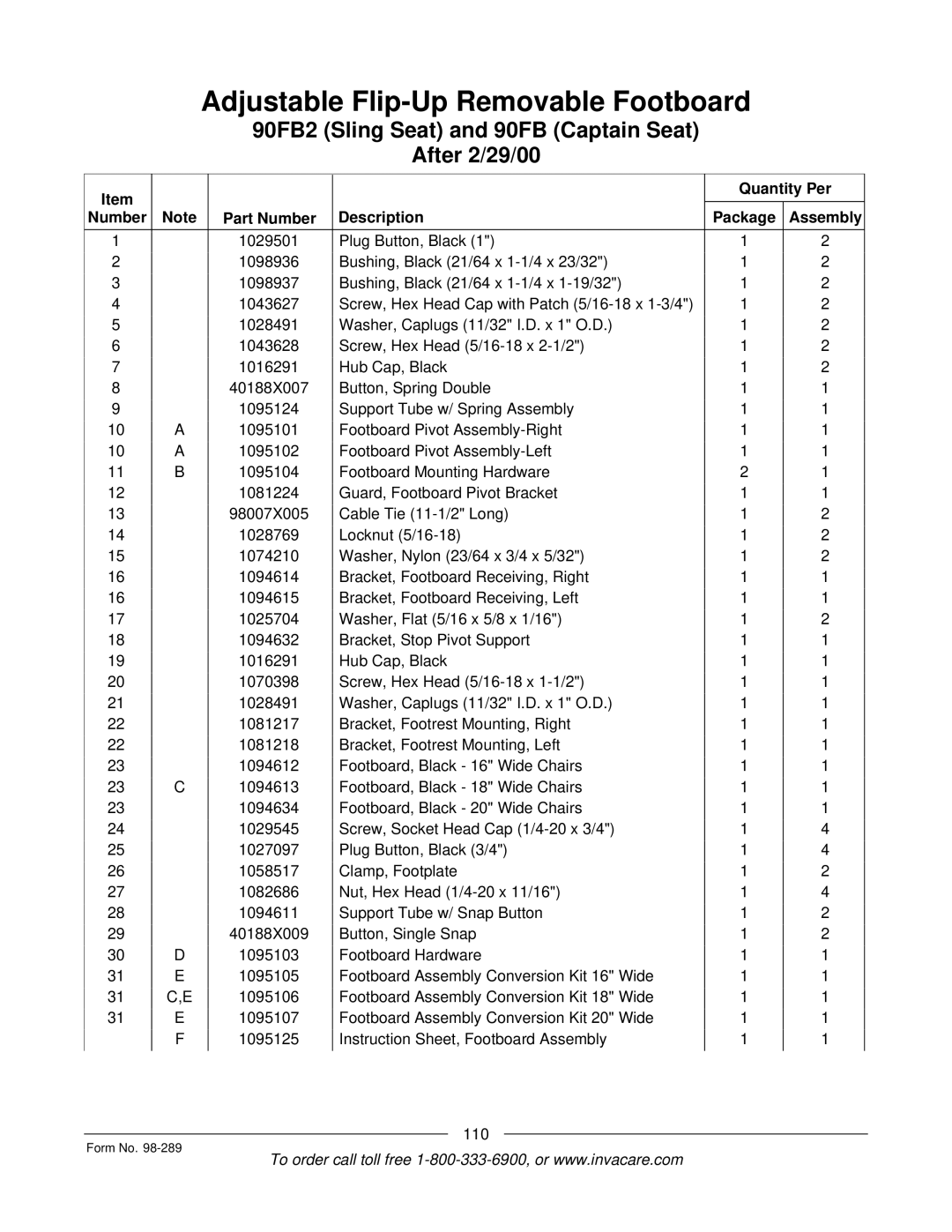 Invacare Ranger II, FWD, Excel manual 110 