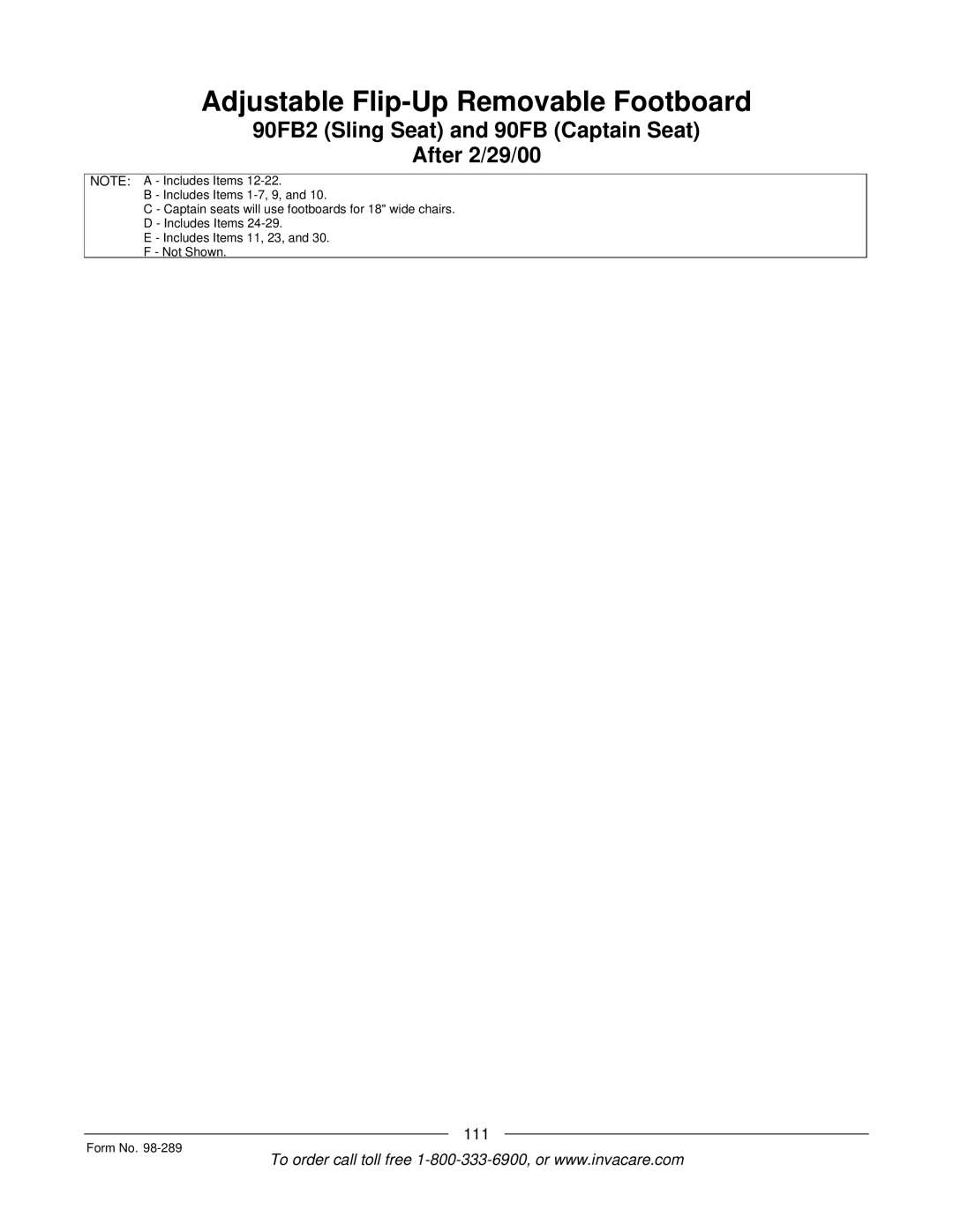 Invacare FWD, Ranger II, Excel manual 111 