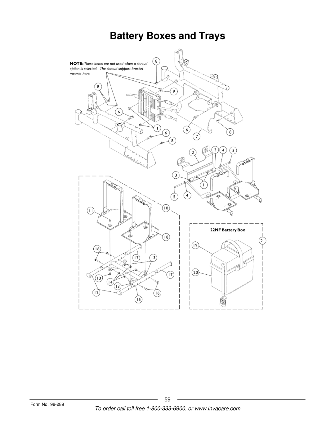 Invacare Ranger II, FWD, Excel manual Battery Boxes and Trays 