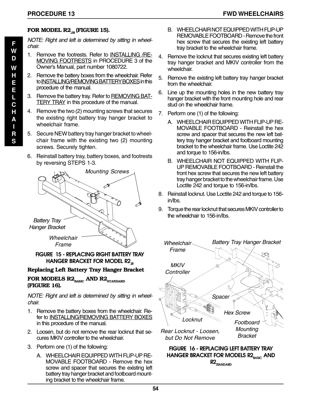 Invacare Ranger IIBASIC For Model R2JR Figure, Hanger Bracket for Model R2JR, Replacing Left Battery Tray Hanger Bracket 