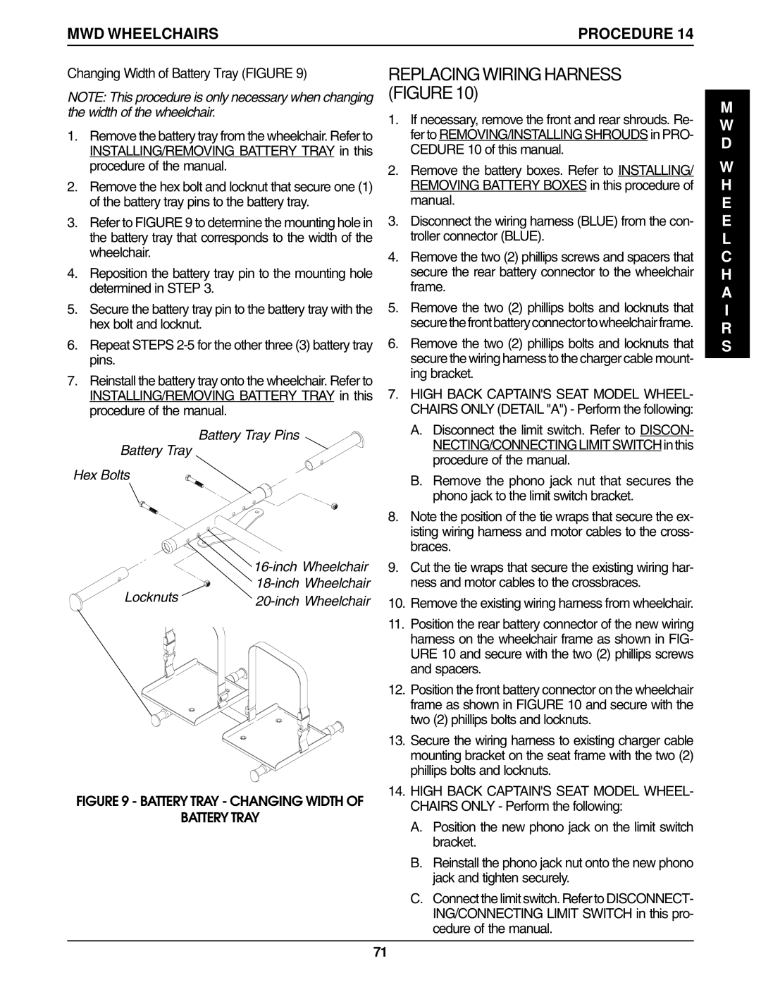 Invacare Ranger II250 SERIES, Ranger IIJR service manual Changing Width of Battery Tray Figure, Battery Tray Pins Hex Bolts 