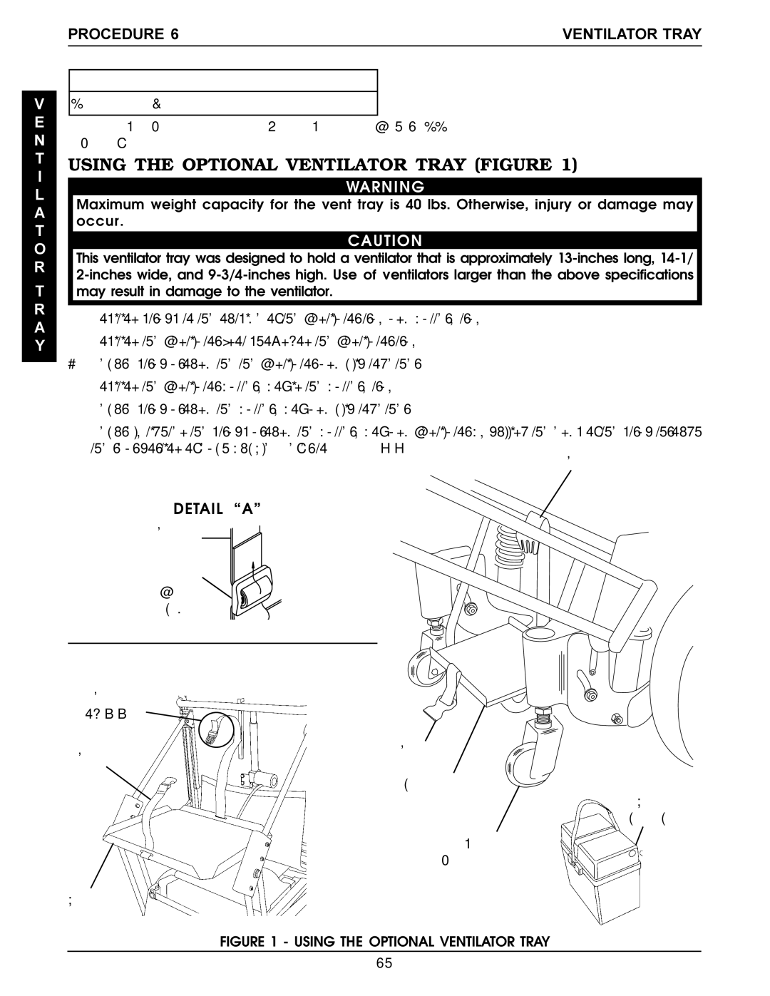 Invacare Recline manual Using the Optional Ventilator Tray Figure, N T I L a T O R A Y 