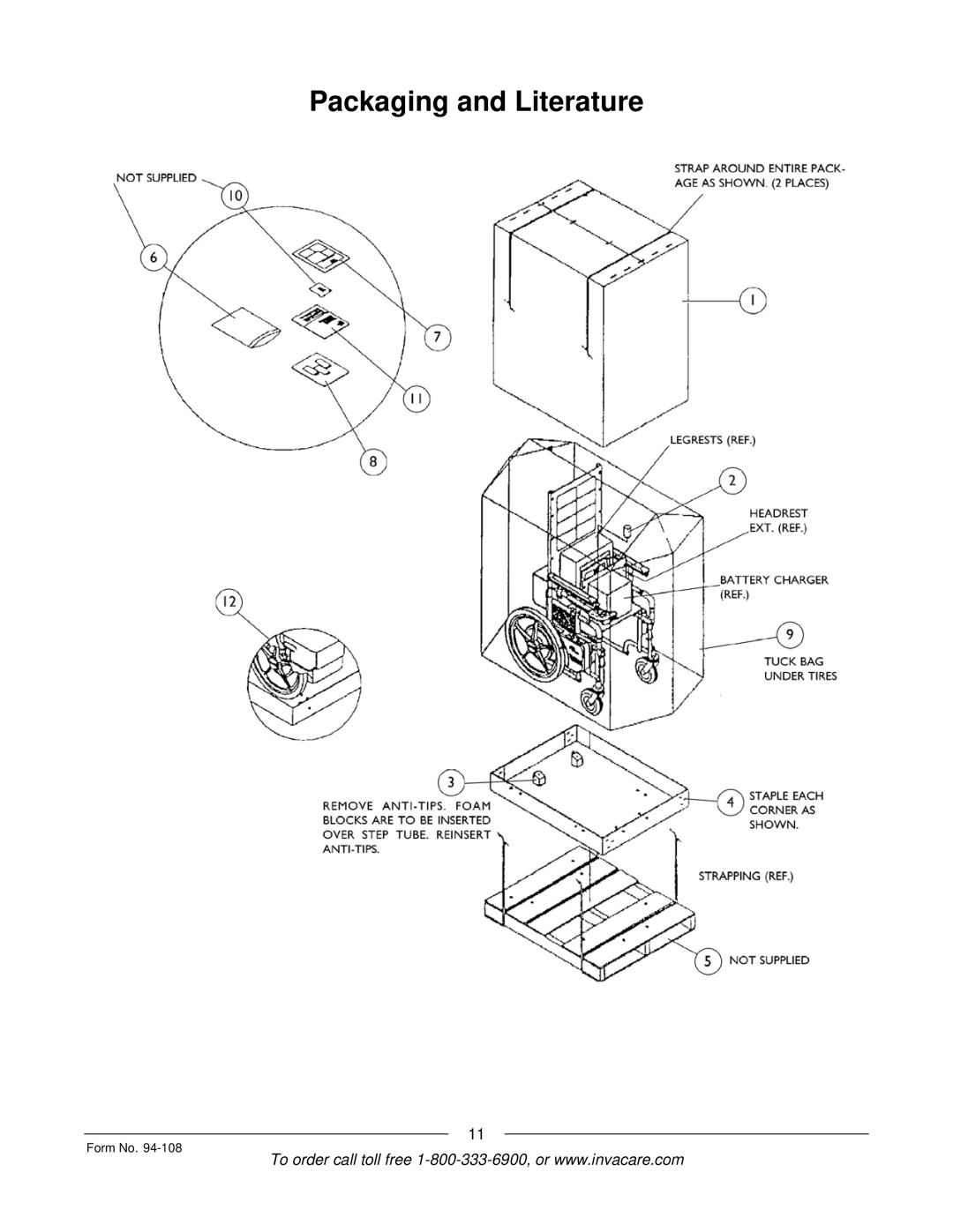 Invacare RM900, M3900, 5M900, 4M900 manual Packaging and Literature 