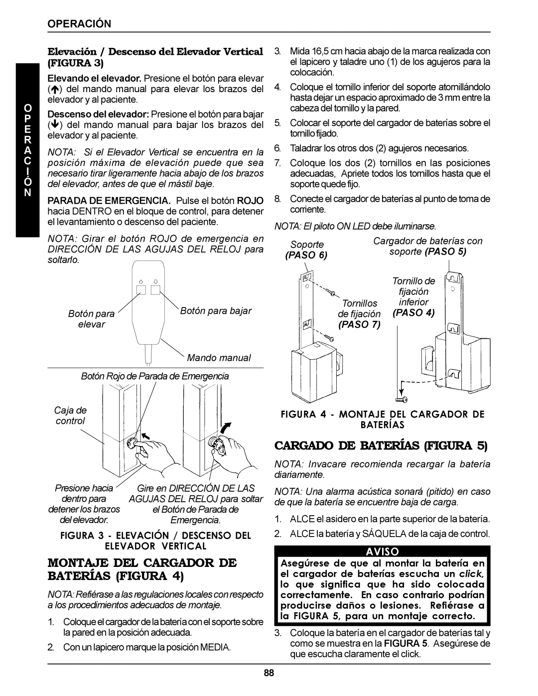 Invacare RPS350-1E manual Montaje DEL Cargador DE Baterías Figura, Cargado DE Baterías Figura 