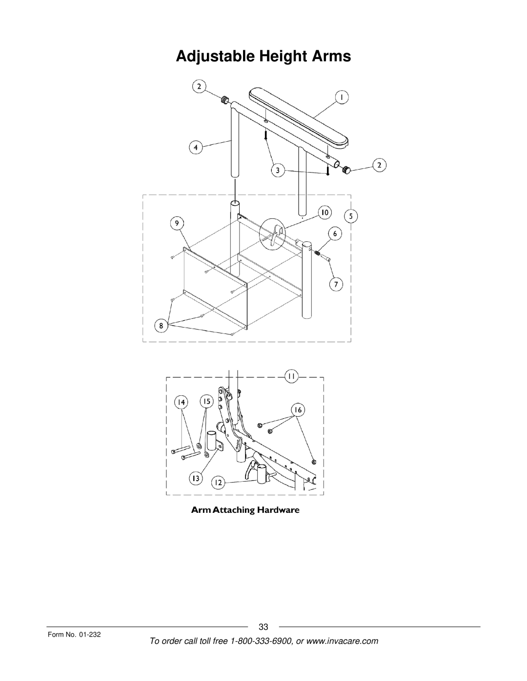 Invacare Solara jr manual Adjustable Height Arms 