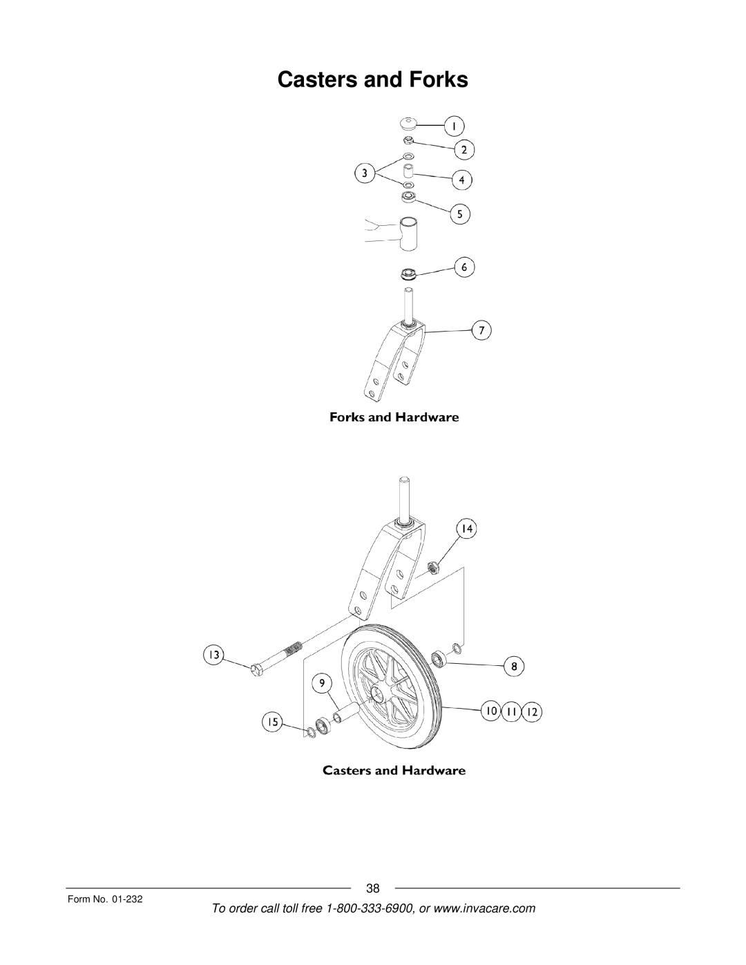 Invacare Solara jr manual Casters and Forks 