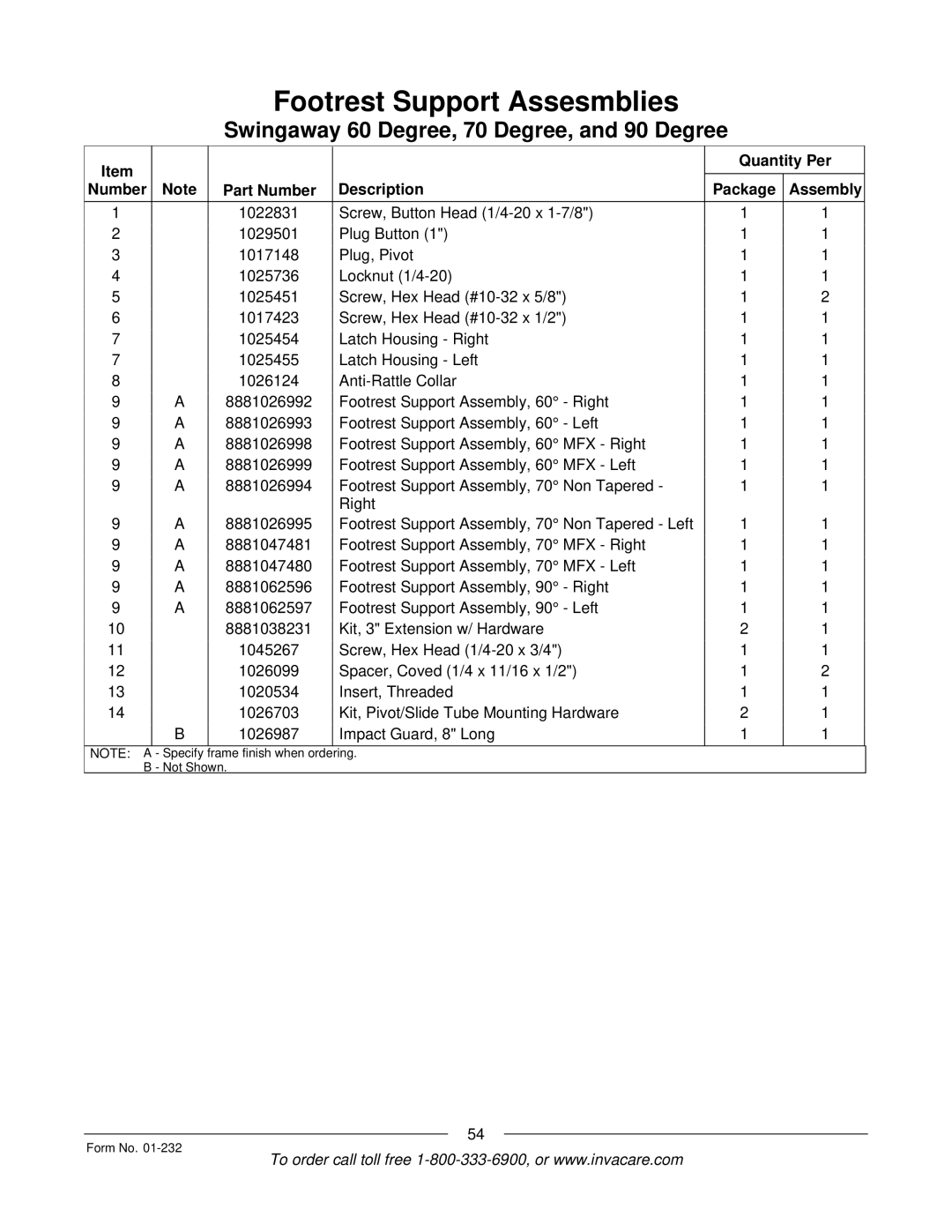 Invacare Solara jr manual Specify Frame finish when ordering Not Shown Form No 