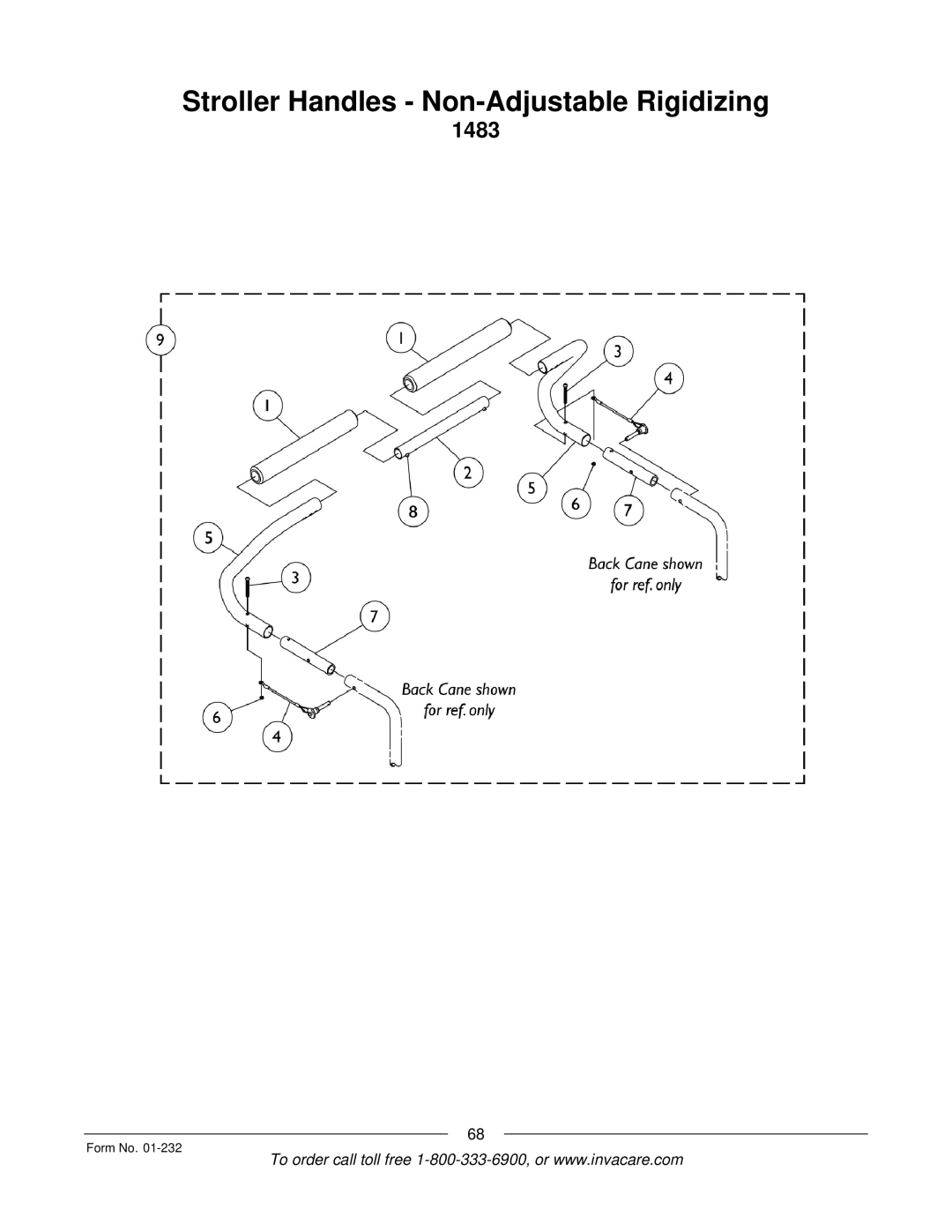 Invacare Solara jr manual Stroller Handles Non-Adjustable Rigidizing 