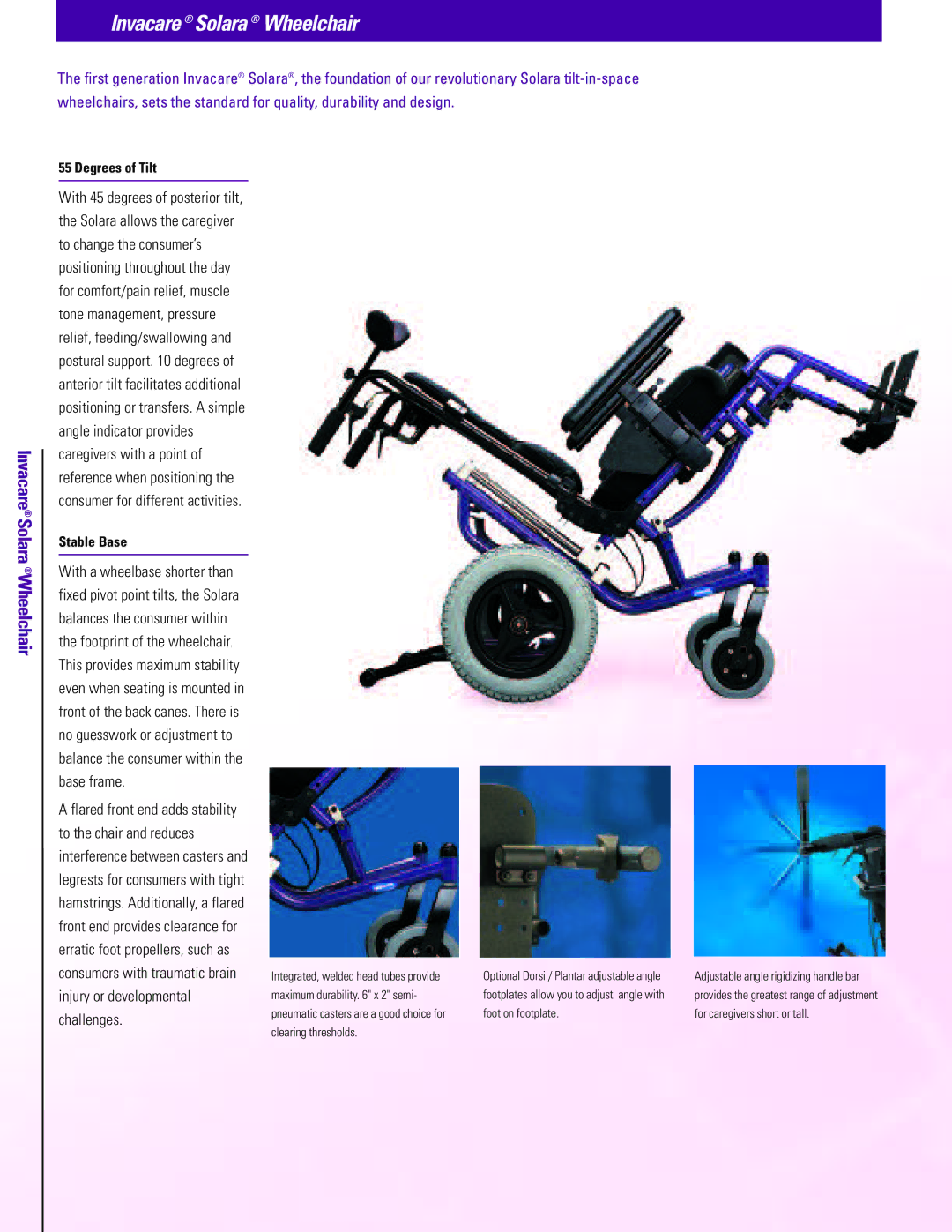 Invacare Solara manual Inv aca re Sol ara W hee lch air, Maximum durability.6 x 2 semi 