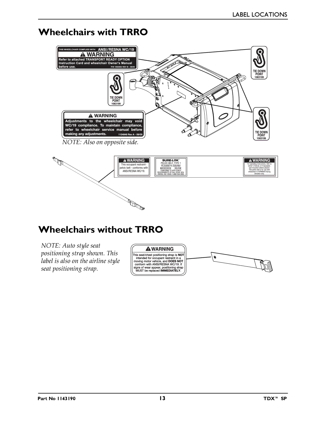 Invacare SP manual Wheelchairs with Trro Wheelchairs without Trro 