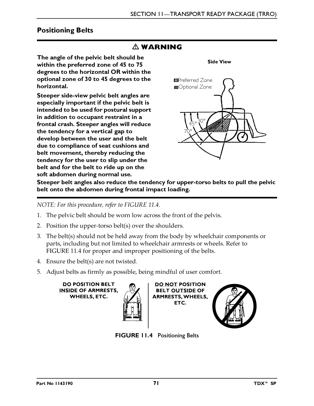 Invacare SP manual Positioning Belts 