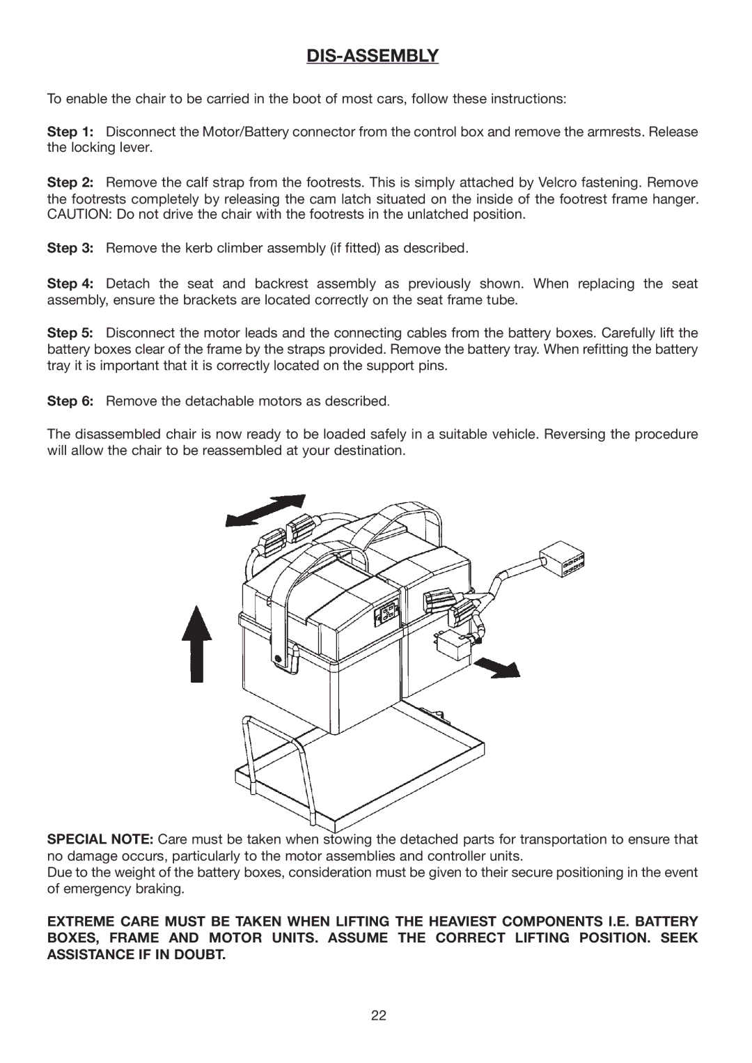 Invacare Spectra Plus user manual Dis-Assembly 