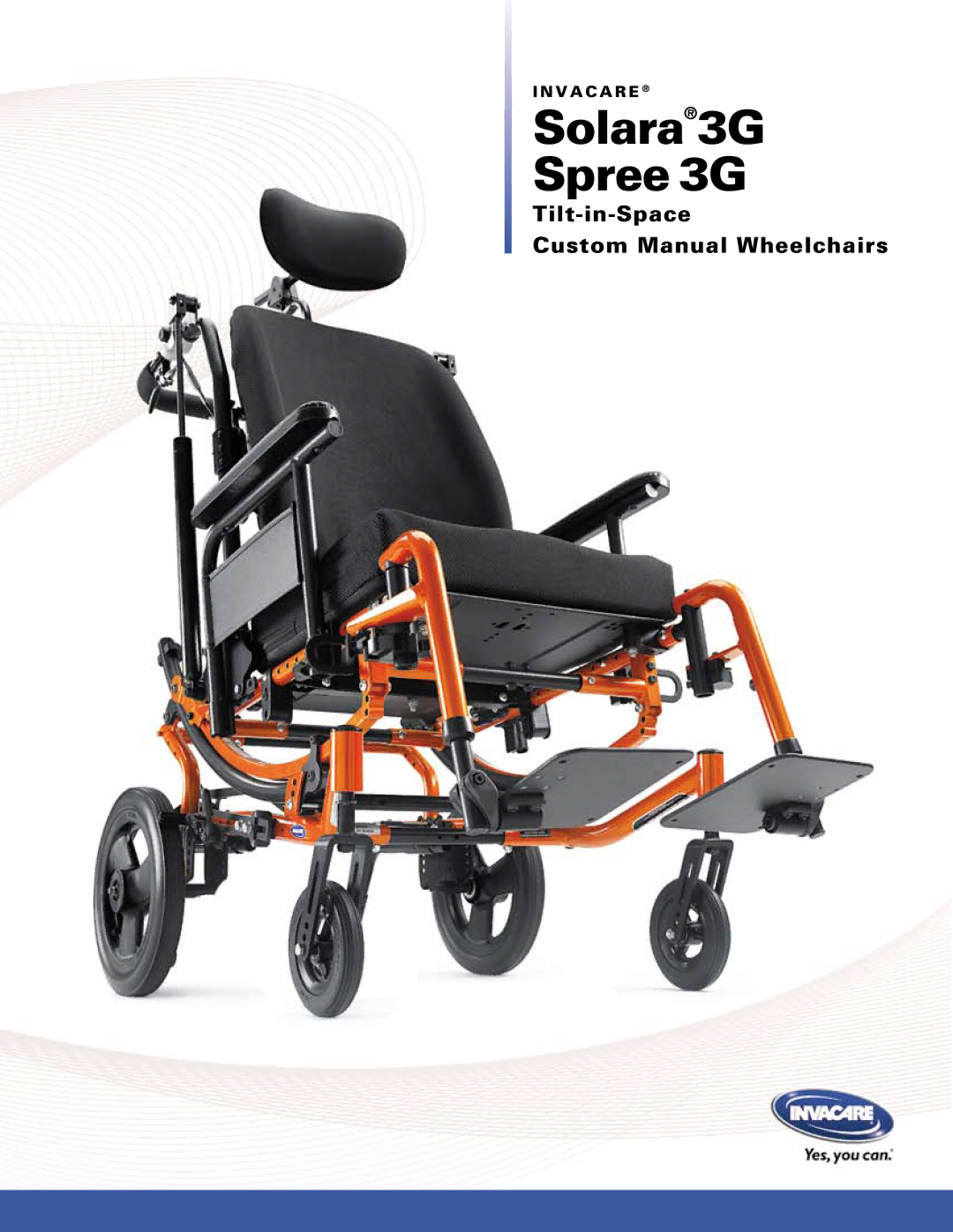 Invacare Solara 3G manual Solara3G Spree 3G, Tilt-in-Space Custom Manual Wheelchairs 