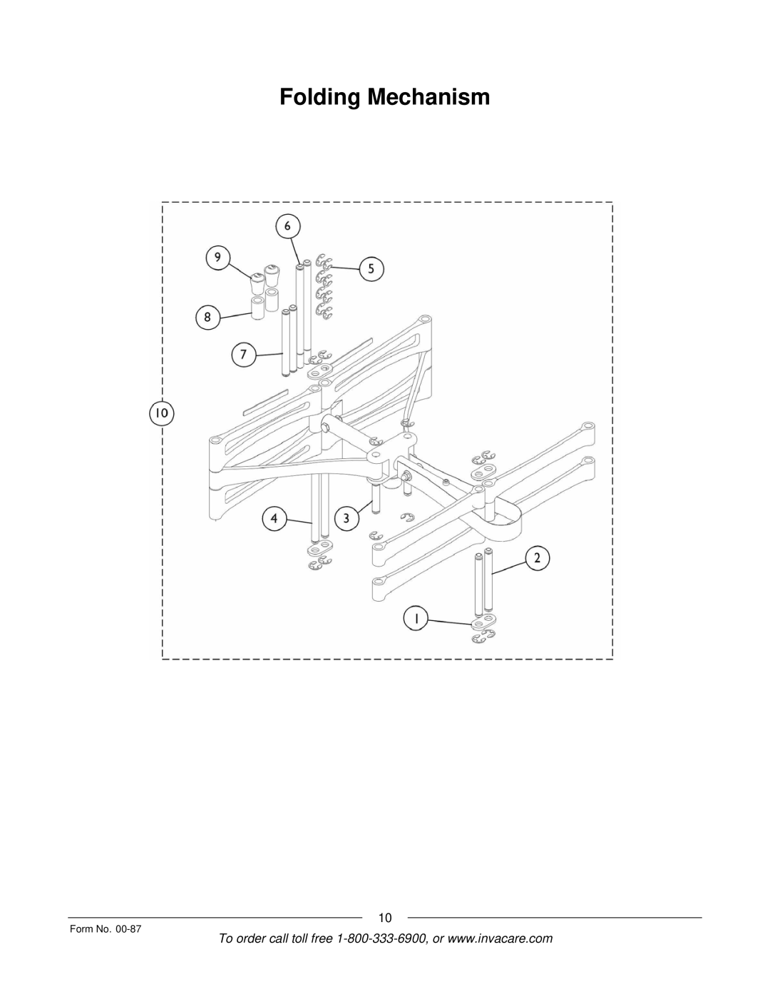 Invacare Spyder manual Folding Mechanism 