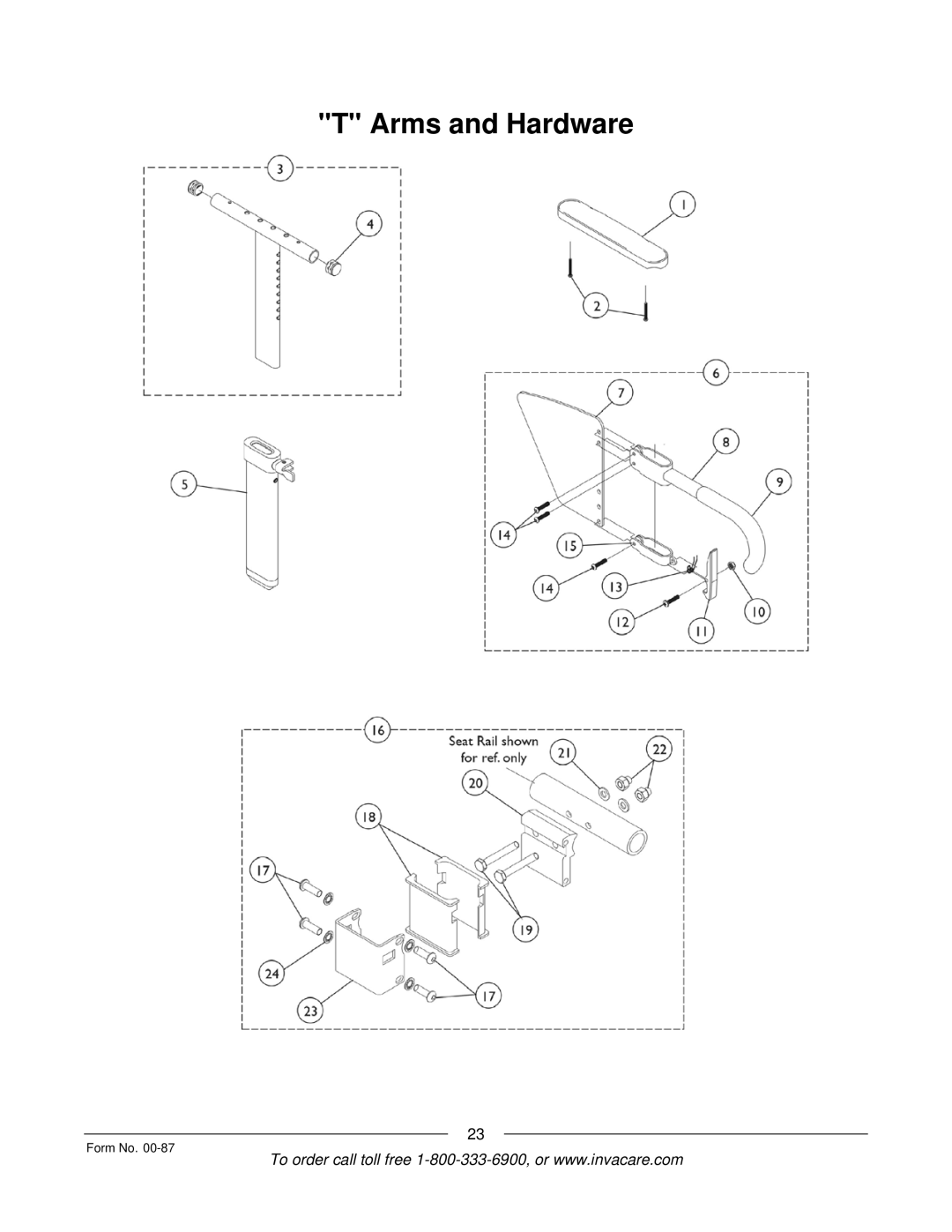 Invacare Spyder manual Arms and Hardware 