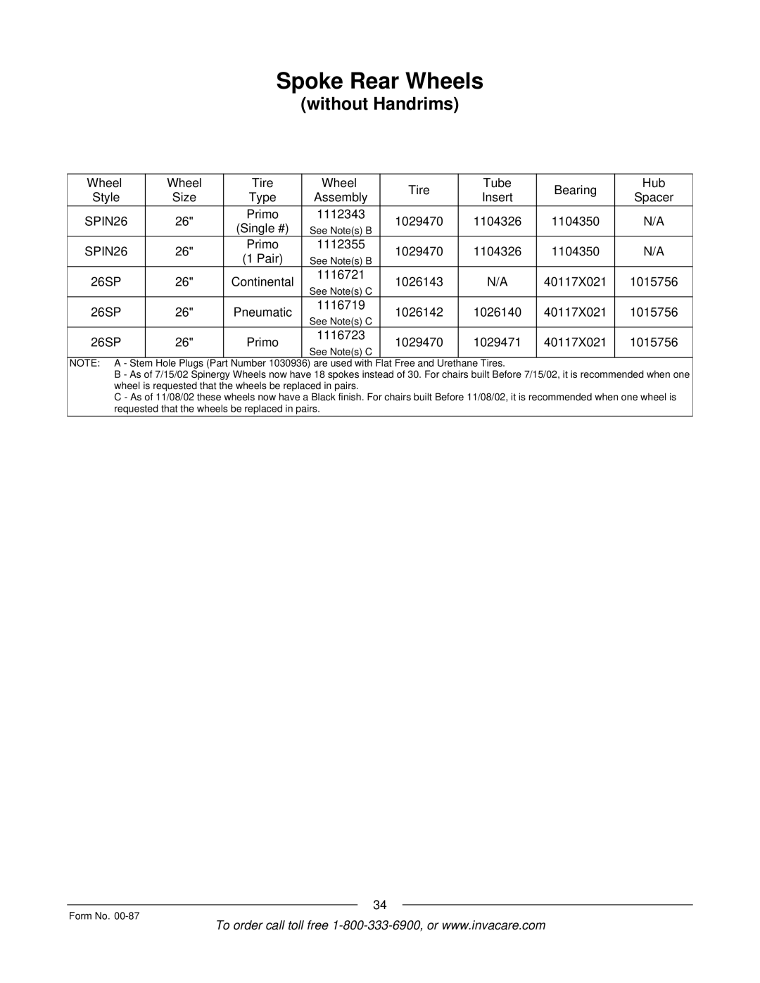 Invacare Spyder manual SPIN26 