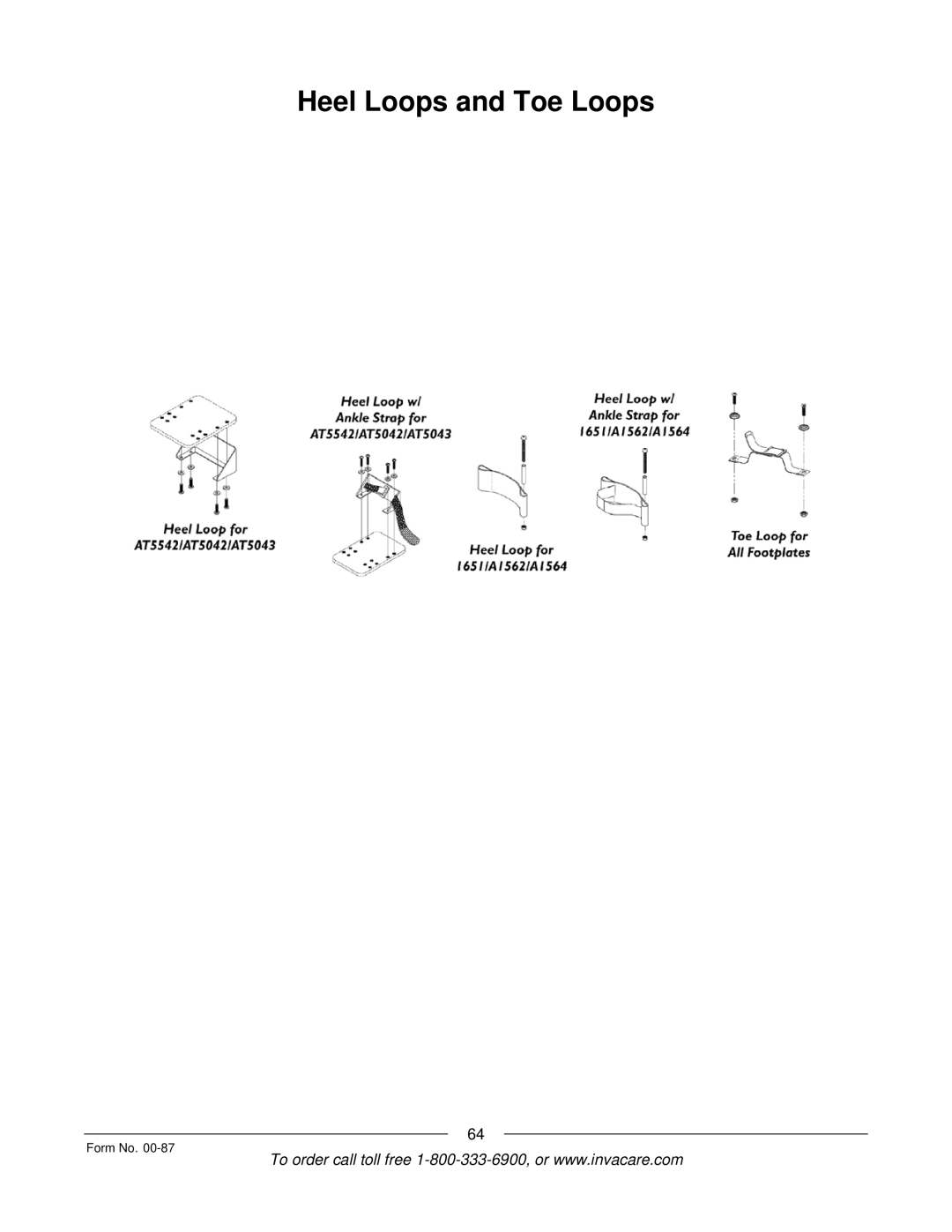 Invacare Spyder manual Heel Loops and Toe Loops 